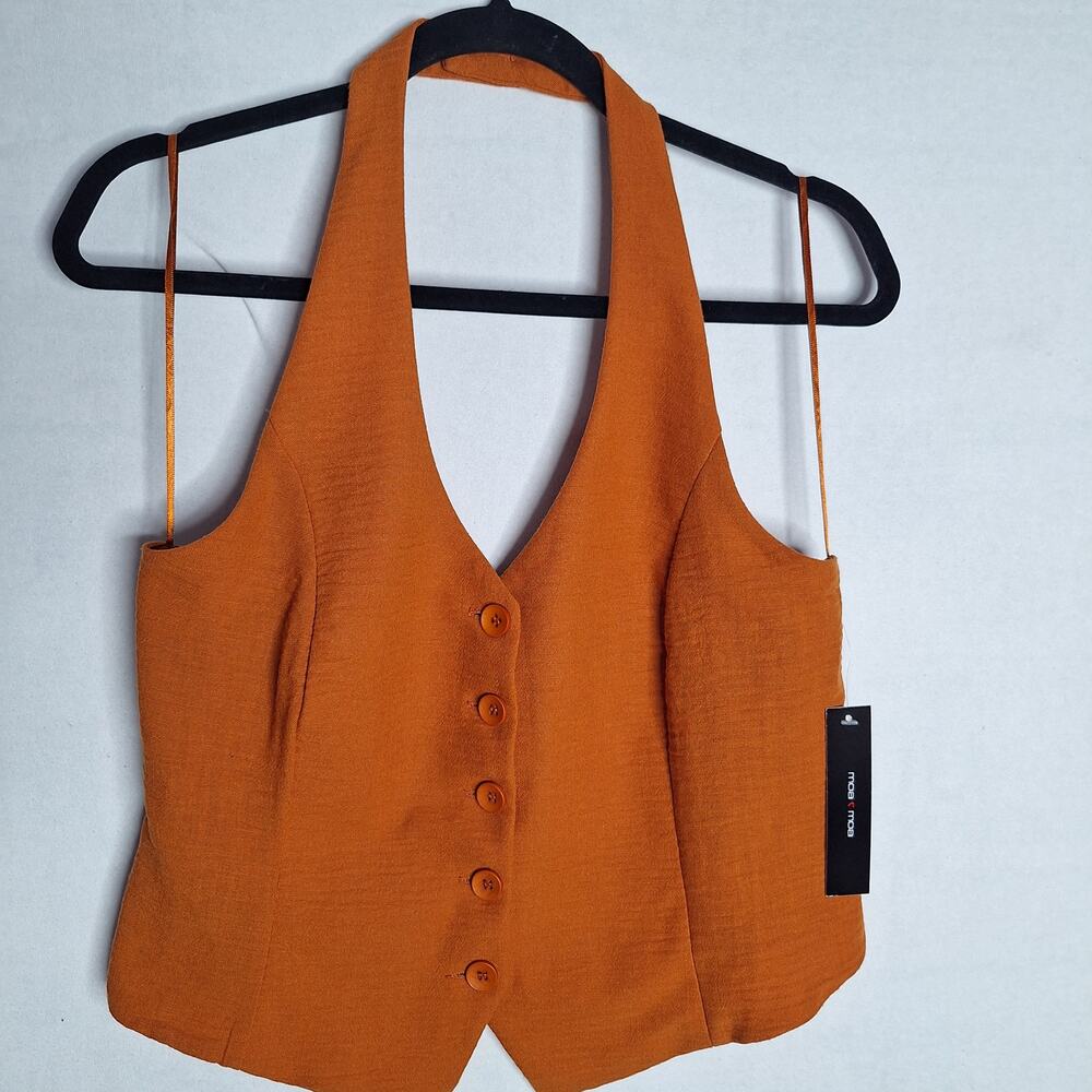 NWT Moa Moa Halter Top Vest Sz L Burnt Orange Office Siren Mob Wife